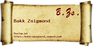 Bakk Zsigmond névjegykártya